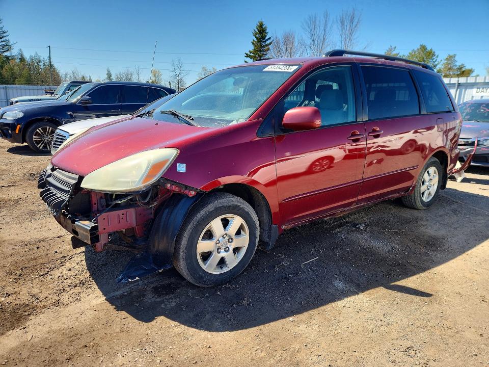 2004 Toyota Sienna VIN 5TDZA23CX4S186753 COPART salvage auction — FRONT END, ON - PERMIT NO BRAND - UNFIT, sold $1,100 on 2026-07-14 (photo 1)