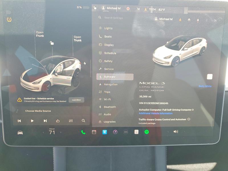 2022 Tesla Model 3 VIN 5YJ3E1EB3NF269245 COPART salvage auction — FRONT END, Ca - Salvage Certificate, sold $9,700 on 2026-07-15 (photo 9)