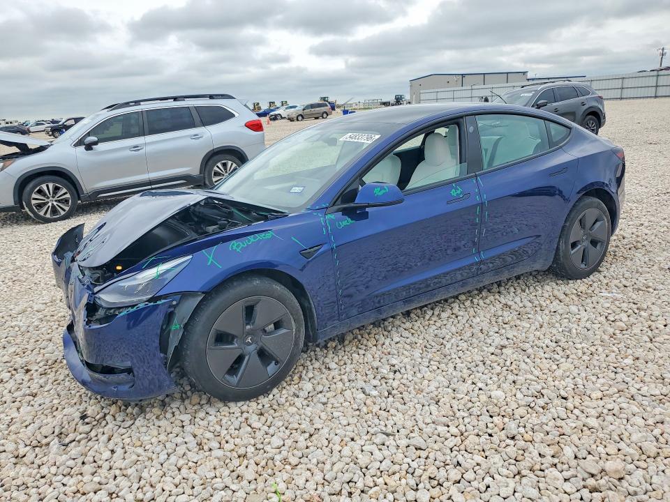 2023 Tesla Model 3 VIN 5YJ3E1EA5PF643770 COPART salvage auction — FRONT END, TX - SALVAGE VEHICLE TITLE, sold $1,100 on 2026-07-23 (photo 1)