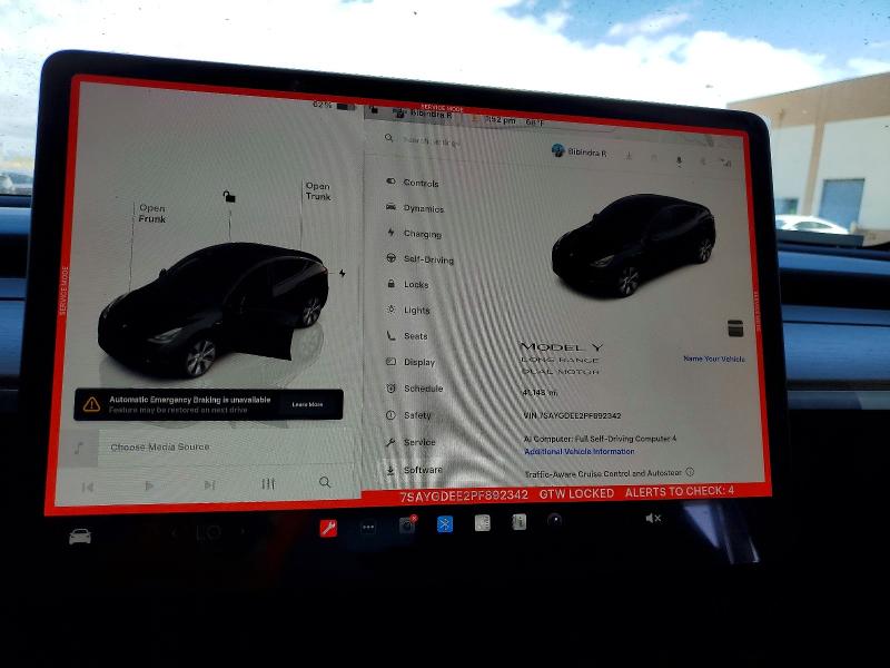 2023 Tesla Model y VIN 7SAYGDEE2PF892342 COPART salvage auction — SIDE, CA - SALVAGE CERTIFICATE, sold $7,800 on 2026-07-21 (photo 9)
