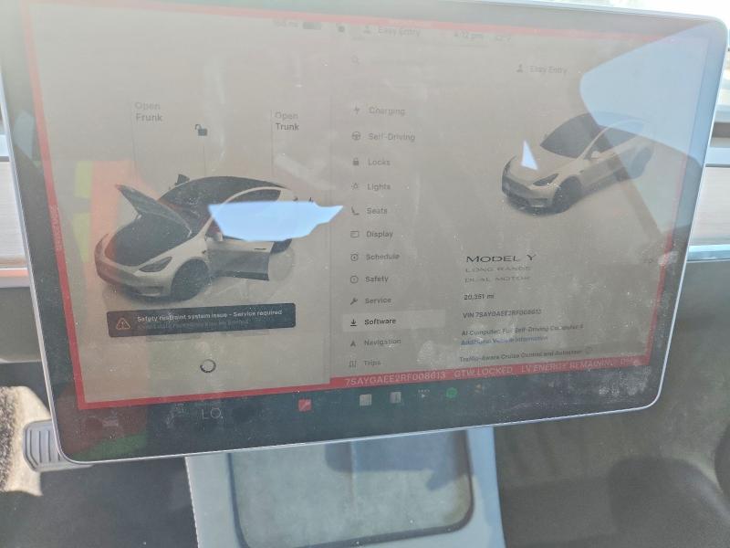 2024 Tesla VIN 7SAYGAEE2RF008613 COPART salvage auction — FRONT END, Ca - Salvage Certificate, sold $12,200 on 2026-07-16 (photo 9)