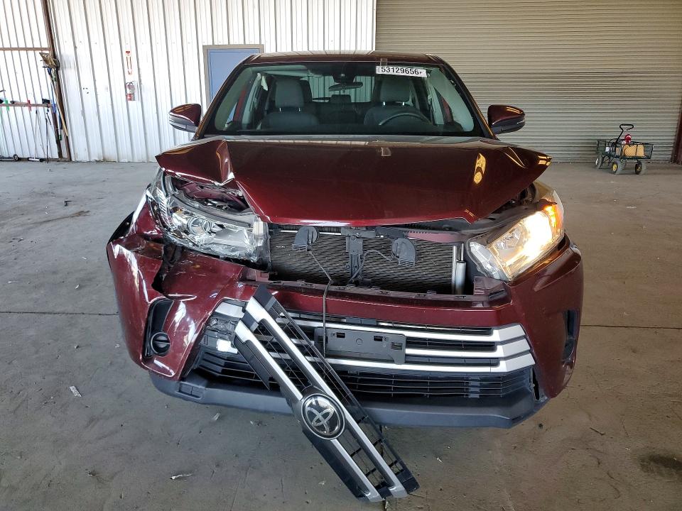 2018 Toyota Highlander VIN 5TDZARFH0JS035349 COPART salvage auction — FRONT END, Ca - Salvage Certificate, sold $5,900 on 2026-07-02 (photo 5)