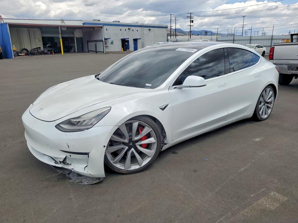 2019 Tesla VIN 5YJ3E1EB7KF514026 COPART salvage auction — FRONT END, Ca - Salvage Certificate, sold $7,600 on 2026-07-08 (photo 1)