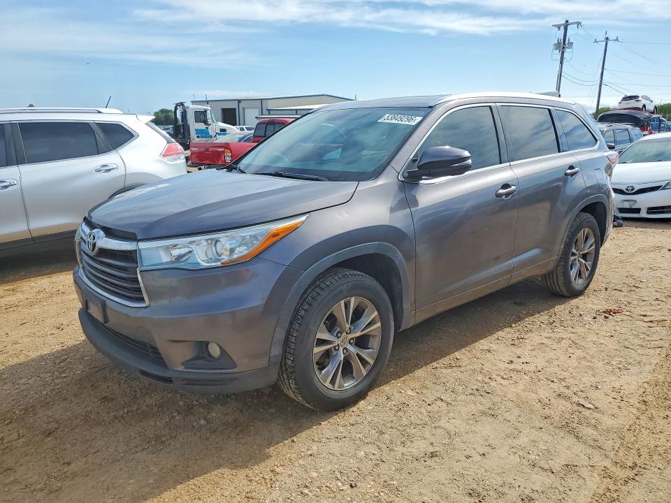 2015 Toyota Highlander VIN 5TDKKRFH6FS099613 COPART salvage auction — HAIL, Tx - Certificate Of Title, sold $8,600 on 2026-07-09 (photo 1)