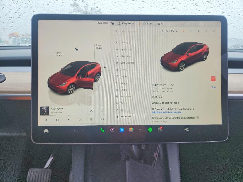 2022 Tesla Model y VIN 7SAYGDEE7NF569336 COPART salvage auction — REAR END, Ca - Salvage Certificate, sold $12,800 on 2026-07-14 (photo 9)