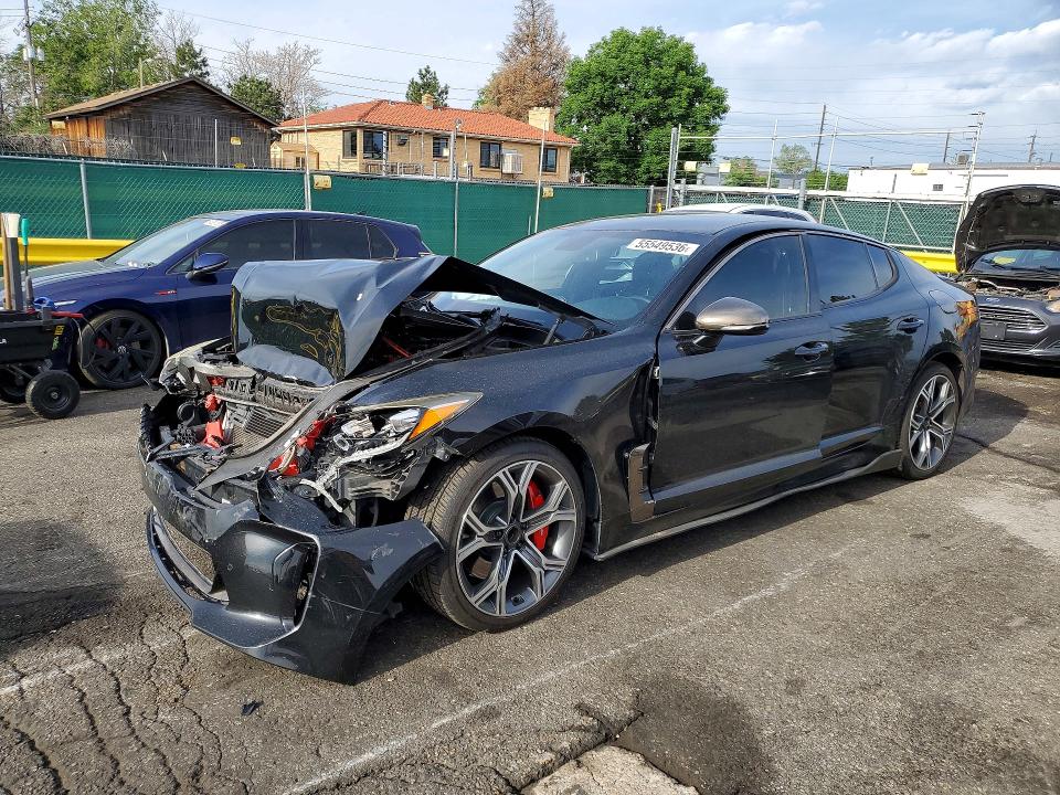 2018 Kia Stinger VIN KNAE35LC1J6039918 COPART salvage auction — FRONT END, Co - Public - Salvage Title, sold $2,150 on 2026-07-21 (photo 1)