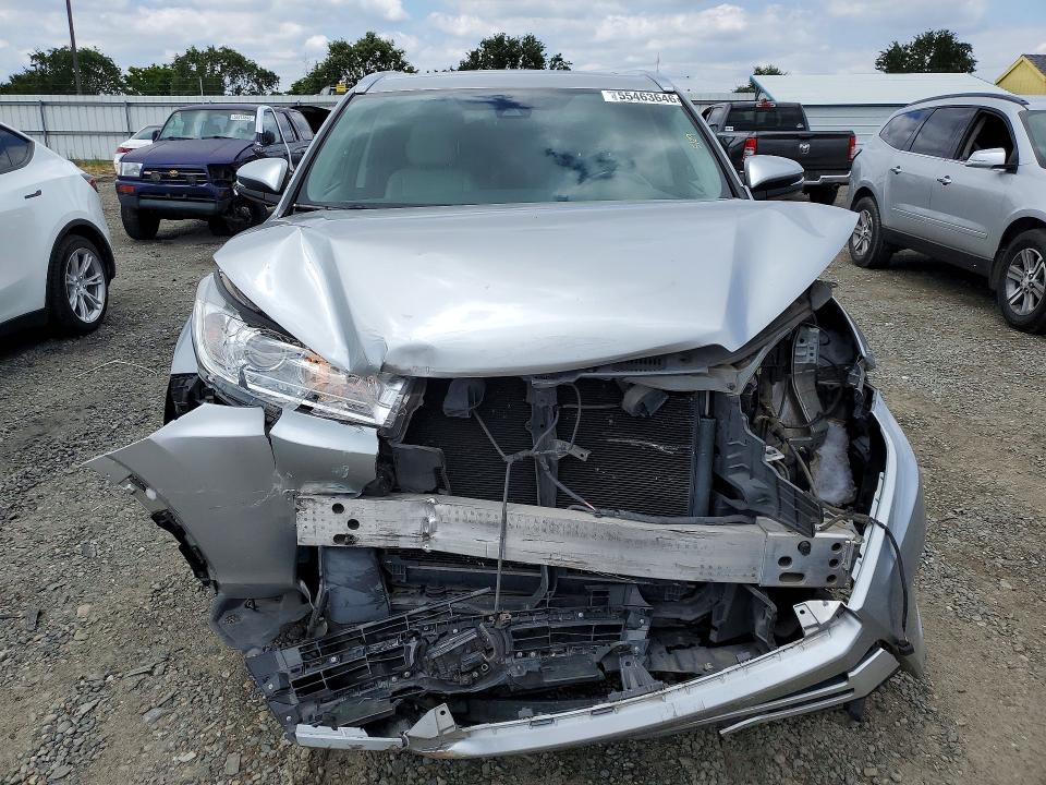 2017 Toyota Highlander VIN 5TDKZRFH9HS513174 COPART salvage auction — FRONT END, CA - SALVAGE CERTIFICATE, sold $7,000 on 2026-07-14 (photo 5)