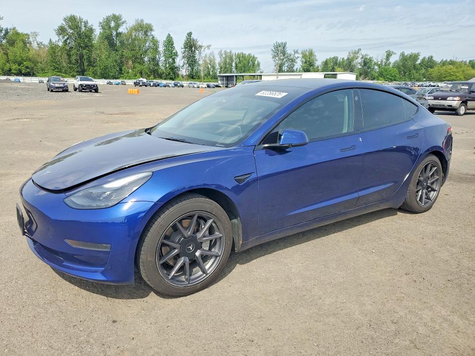 2023 Tesla Model 3 VIN 5YJ3E1EA5PF677577 COPART salvage auction — SIDE, Or - Salvage Title Certificate, sold $8,200 on 2026-07-22 (photo 1)