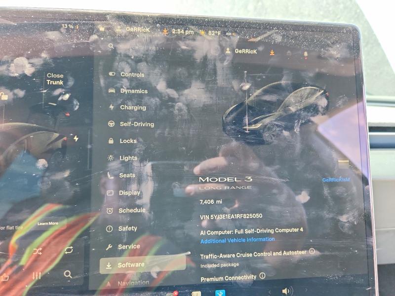 2024 Tesla VIN 5YJ3E1EA1RF825050 COPART salvage auction — FRONT END, Ca - Salvage Certificate, sold $14,200 on 2026-07-13 (photo 9)