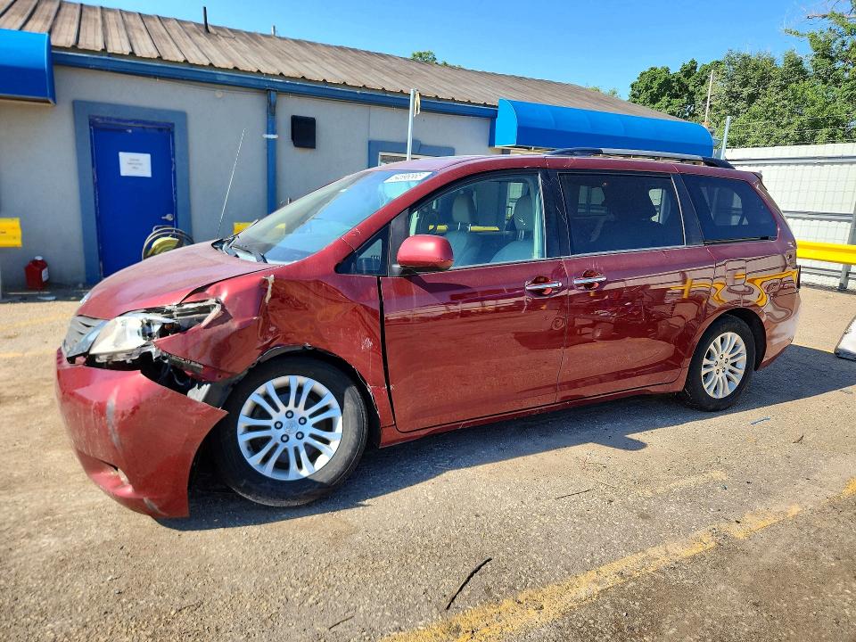 2014 Toyota Sienna VIN 5TDYK3DCXES447569 COPART salvage auction — FRONT END, KS - CERT OF TITLE-SALVAGE (P), sold $1,600 on 2026-07-27 (photo 1)