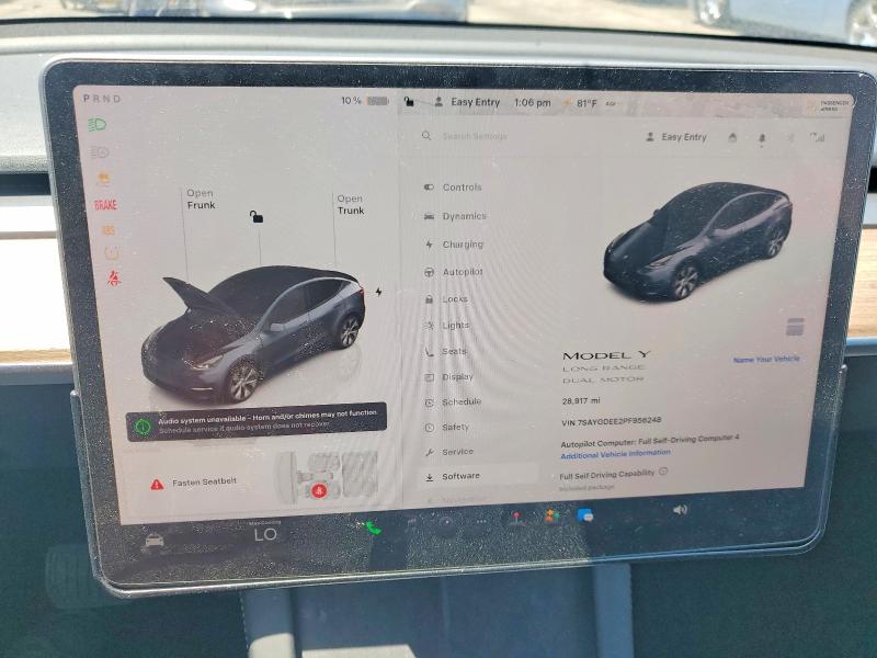 2023 Tesla Model y VIN 7SAYGDEE2PF956248 COPART salvage auction — FRONT END, Ca - Salvage Certificate, sold $14,100 on 2026-07-02 (photo 9)