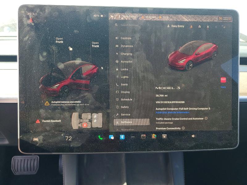 2023 Tesla Model 3 VIN 5YJ3E1EA3PF504298 COPART salvage auction — FRONT END, Ca - Salvage Certificate, sold $8,800 on 2026-07-10 (photo 9)