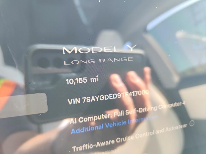 2026 Tesla Model y VIN 7SAYGDED9TF417000 COPART salvage auction — FRONT END, Co - Salvage Title, sold $22,100 on 2026-07-06 (photo 9)
