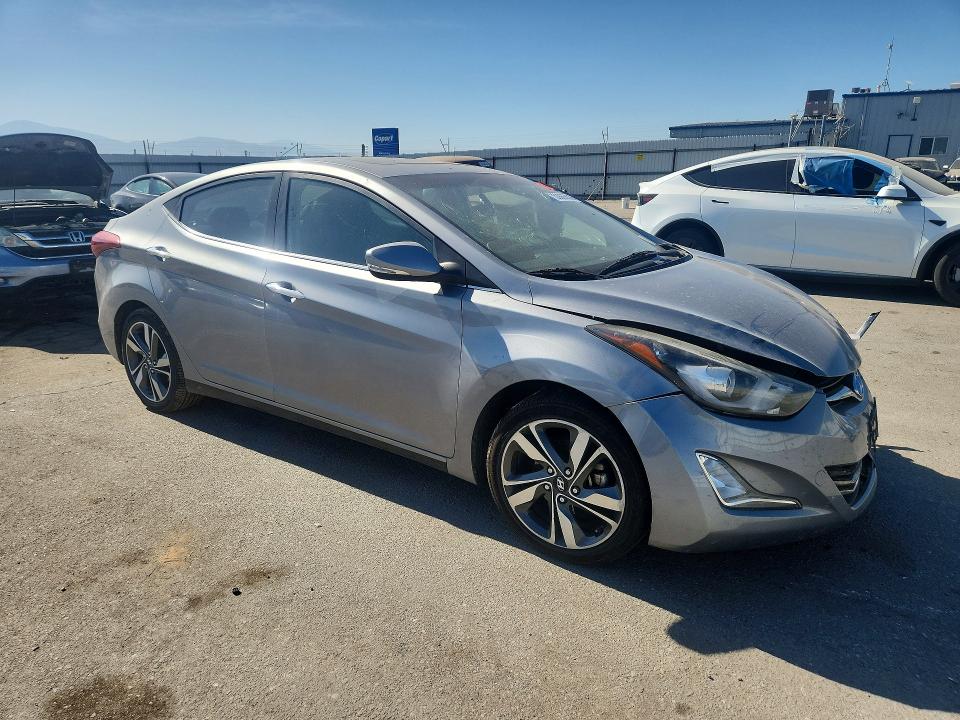 2014 Hyundai Elantra VIN KMHDH4AE7EU136682 COPART salvage auction — FRONT END, Ca - Salvage Certificate, sold $950 on 2026-07-17 (photo 4)