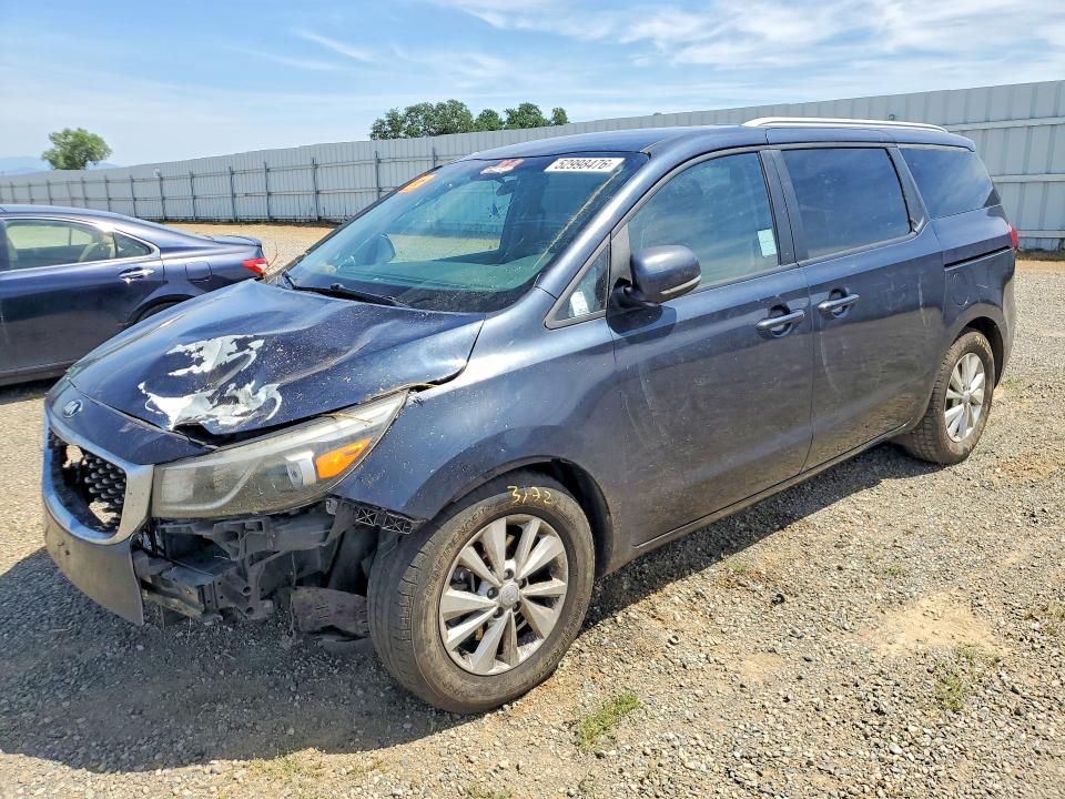 2015 Kia SEDONA VIN KNDMB5C18F6072292 COPART salvage auction — FRONT END, Ca - Salvage Certificate, sold $700 on 2026-07-10 (photo 1)