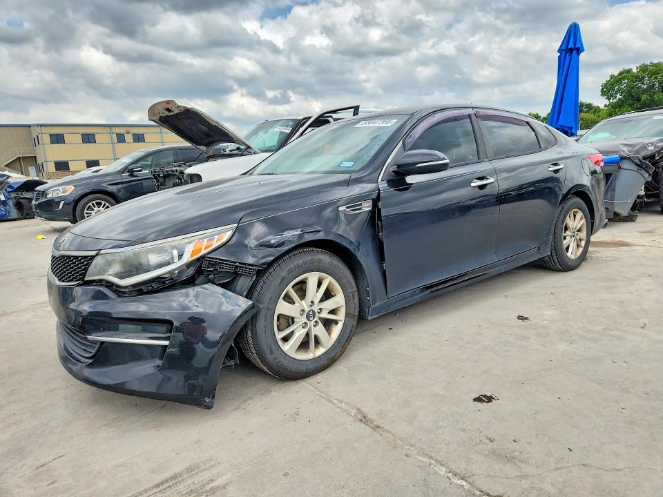 2016 Kia Optima VIN 5XXGT4L36GG100437 COPART salvage auction — FRONT END, Tx - Salvage Vehicle Title, sold $825 on 2026-07-16 (photo 1)