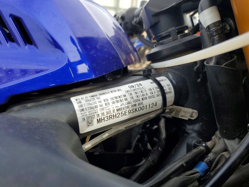 2025 Yamaha VIN MH3RH25E9SK001124 COPART salvage auction — VANDALISM, Tx - Salvage Vehicle Title, sold $1,650 on 2026-07-30 (photo 9)