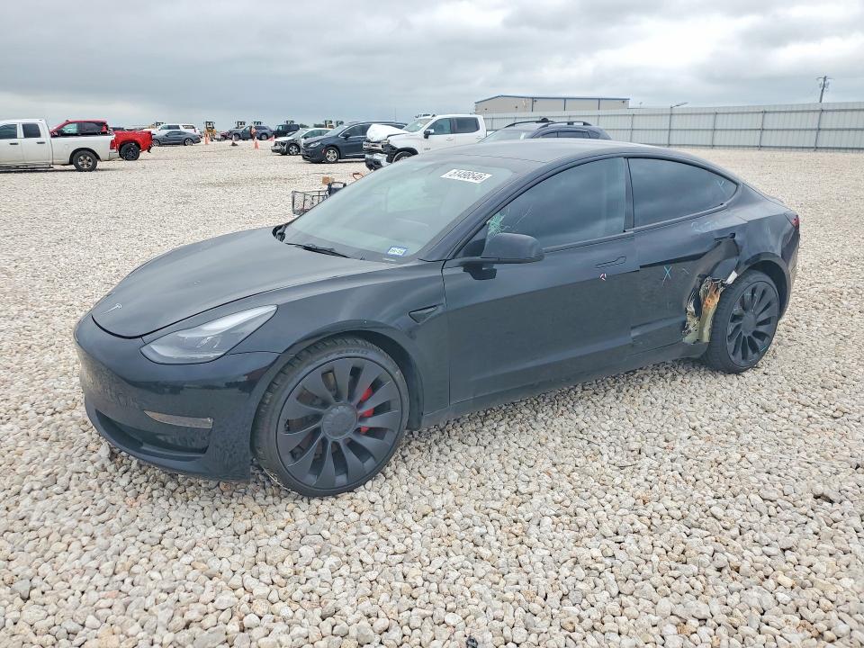 2022 Tesla VIN 5YJ3E1EC0NF293933 COPART salvage auction — SIDE, Tx - Salvage Vehicle Title, sold $10,000 on 2026-07-02 (photo 1)