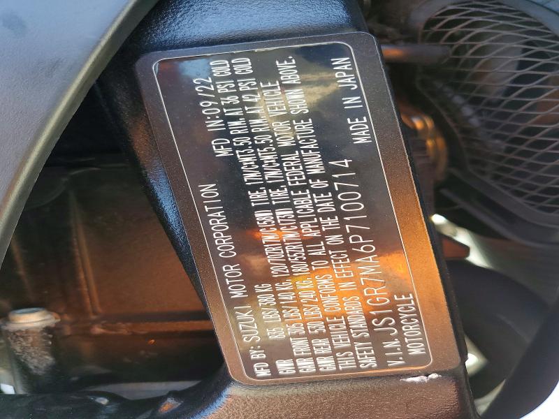 2023 Suzuki Gsx-r VIN JS1GR7MA6P7100714 COPART salvage auction — SIDE, Az - Cert Of Title - Salvage, sold $2,500 on 2026-07-16 (photo 8)