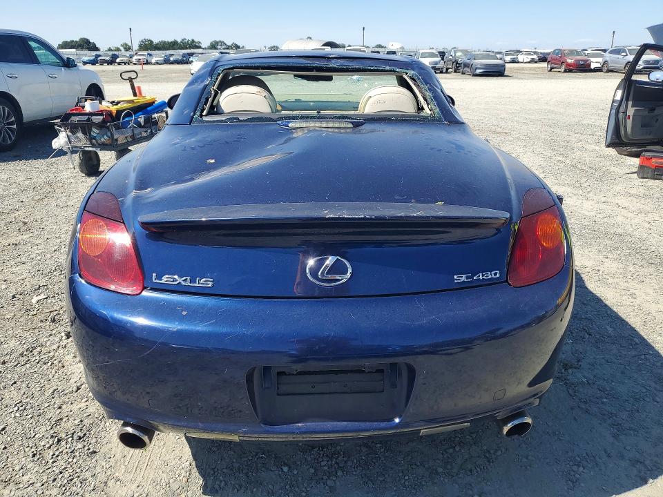 2002 Lexus Sc 430 VIN JTHFN48Y020017234 COPART salvage auction — ROOF, Ca - Salvage Certificate, sold $525 on 2026-07-02 (photo 6)