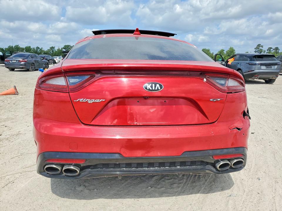 2018 Kia Stinger VIN KNAE55LC1J6017721 COPART salvage auction — FRONT END, Tx - Salvage Vehicle Title, sold $5,800 on 2026-07-31 (photo 6)