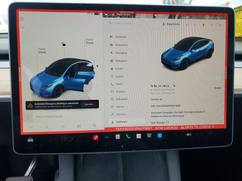 2023 Tesla Model y VIN 7SAYGDEE0PA071687 COPART salvage auction — FRONT END, Salvage Title, sold $12,200 on 2026-07-22 (photo 9)