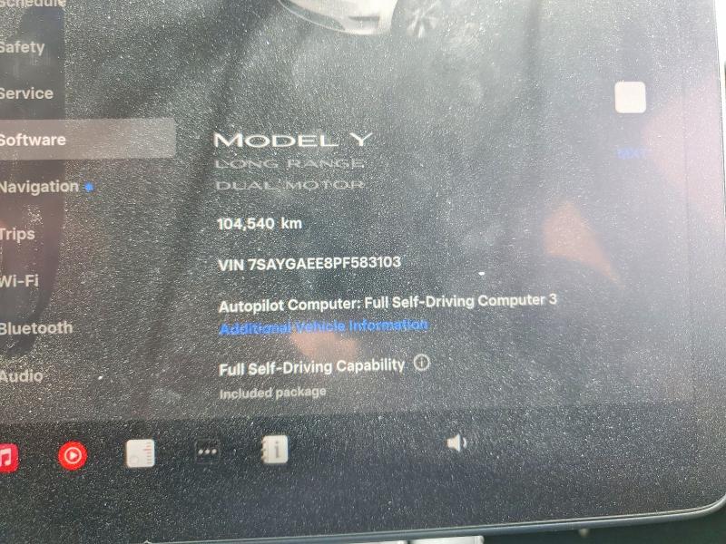2023 Tesla Model y VIN 7SAYGAEE8PF583103 COPART salvage auction — VANDALISM, On - Permit No Brand - Unfit, sold $15,300 on 2026-07-03 (photo 9)