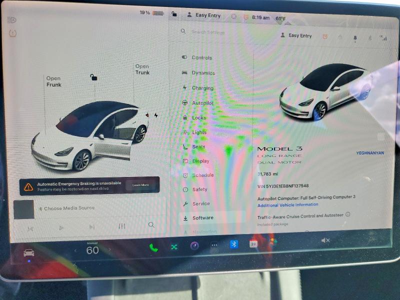 2022 Tesla Model 3 VIN 5YJ3E1EB8NF137548 COPART salvage auction — MINOR DENT/SCRATCHES, Ca - Salvage Certificate, sold $14,400 on 2026-07-06 (photo 9)