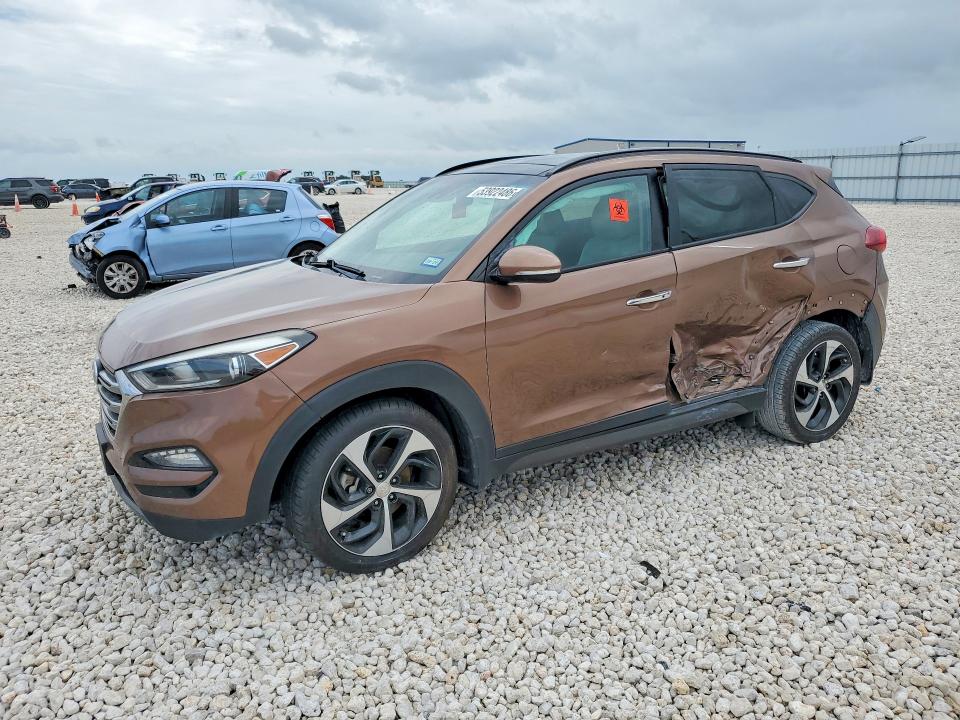 2016 Hyundai Tucson VIN KM8J33A25GU036357 COPART salvage auction — SIDE, Tx - Salvage Vehicle Title, sold $2,250 on 2026-07-02 (photo 1)