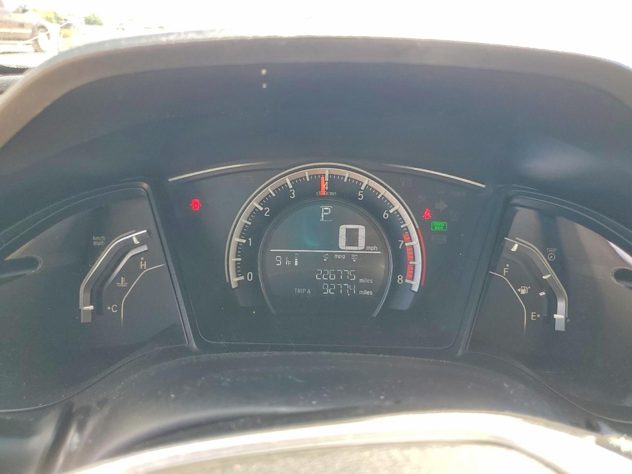 2016 Honda Civic VIN 19XFC2F52GE092357 COPART salvage auction — Front End, TX - SALVAGE VEHICLE TITLE, sold $2,400 on 2026-07-02 (photo 9)