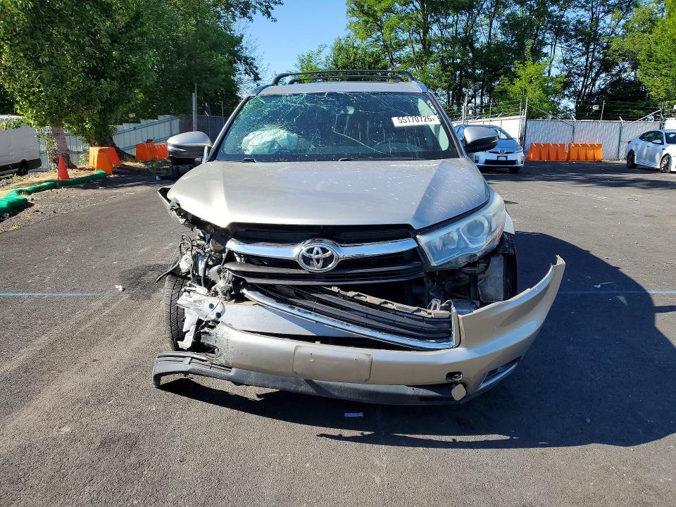 2016 Toyota Highlander VIN 5TDJKRFH8GS256264 COPART salvage auction — FRONT END, Or - Salvage Title Certificate, sold $3,950 on 2026-07-13 (photo 5)