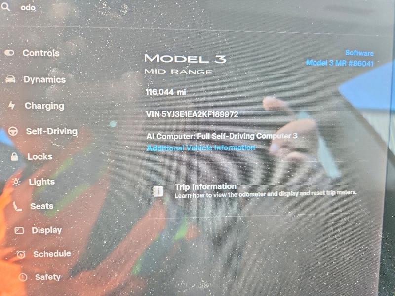 2019 Tesla Model 3 VIN 5YJ3E1EA2KF189972 COPART salvage auction — REAR END, Wi - Certificate Of Title, sold $2,000 on 2026-07-13 (photo 9)
