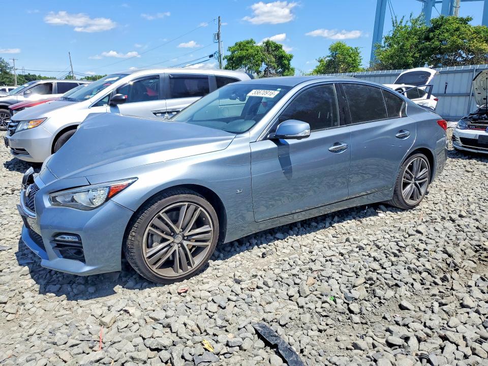 2014 Infiniti Q50 VIN JN1BV7AR2EM703523 COPART salvage auction — FRONT END, Nj - Cert Of Title-Salvage, sold $6,600 on 2026-07-20 (photo 1)