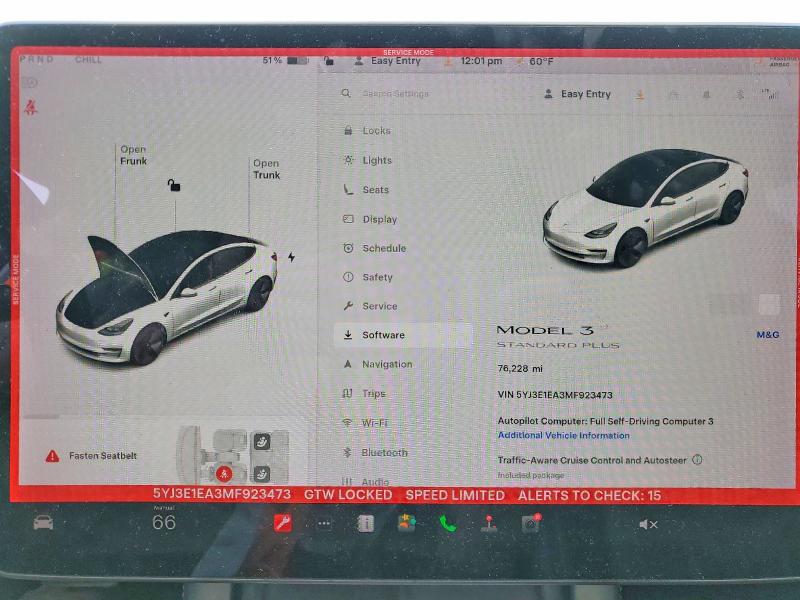 2021 Tesla Model 3 VIN 5YJ3E1EA3MF923473 COPART salvage auction — FRONT END, Pa - Certificate Of Salvage, sold $5,300 on 2026-07-17 (photo 9)