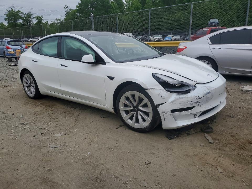2021 Tesla Model 3 VIN 5YJ3E1EA9MF977828 COPART salvage auction — FRONT END, MD - CERT OF SALVAGE > 75% DAMAGE, sold $5,200 on 2026-07-24 (photo 4)