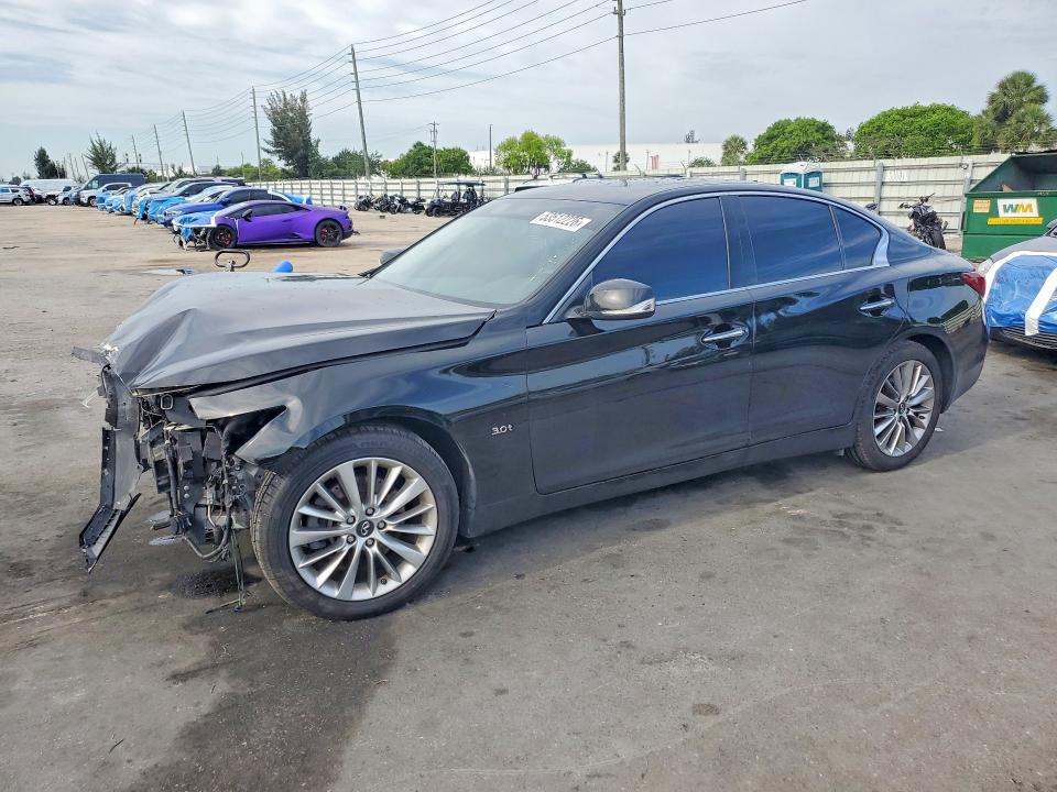 2019 Infiniti Q50 VIN JN1EV7AR7KM559458 COPART salvage auction — FRONT END, Fl - Cert Of Ttl-Rebuilt&Slvg Rbld, sold $1,600 on 2026-07-22 (photo 1)