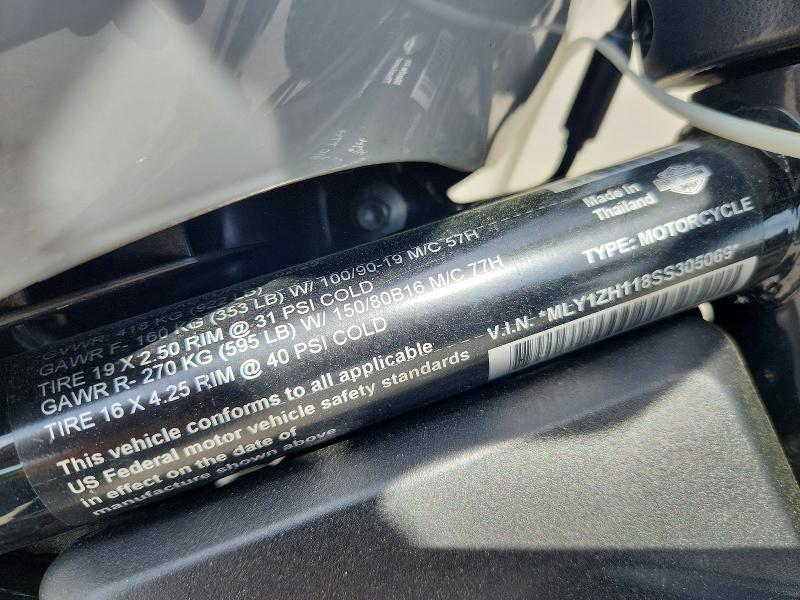 2025 Harley-davidson Rh975 VIN MLY1ZH118SS305069 COPART salvage auction — FRONT END, ME - CERT OF TITLE-SALVAGE COLLISIO, sold $625 on 2026-07-24 (photo 9)