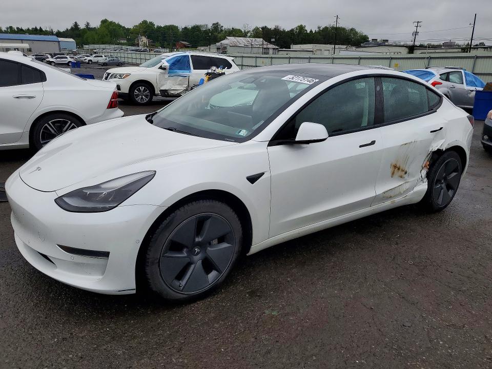 2021 Tesla Model 3 VIN 5YJ3E1EA2MF078051 COPART salvage auction — SIDE, Pa - Certificate Of Salvage, sold $7,400 on 2026-07-07 (photo 1)