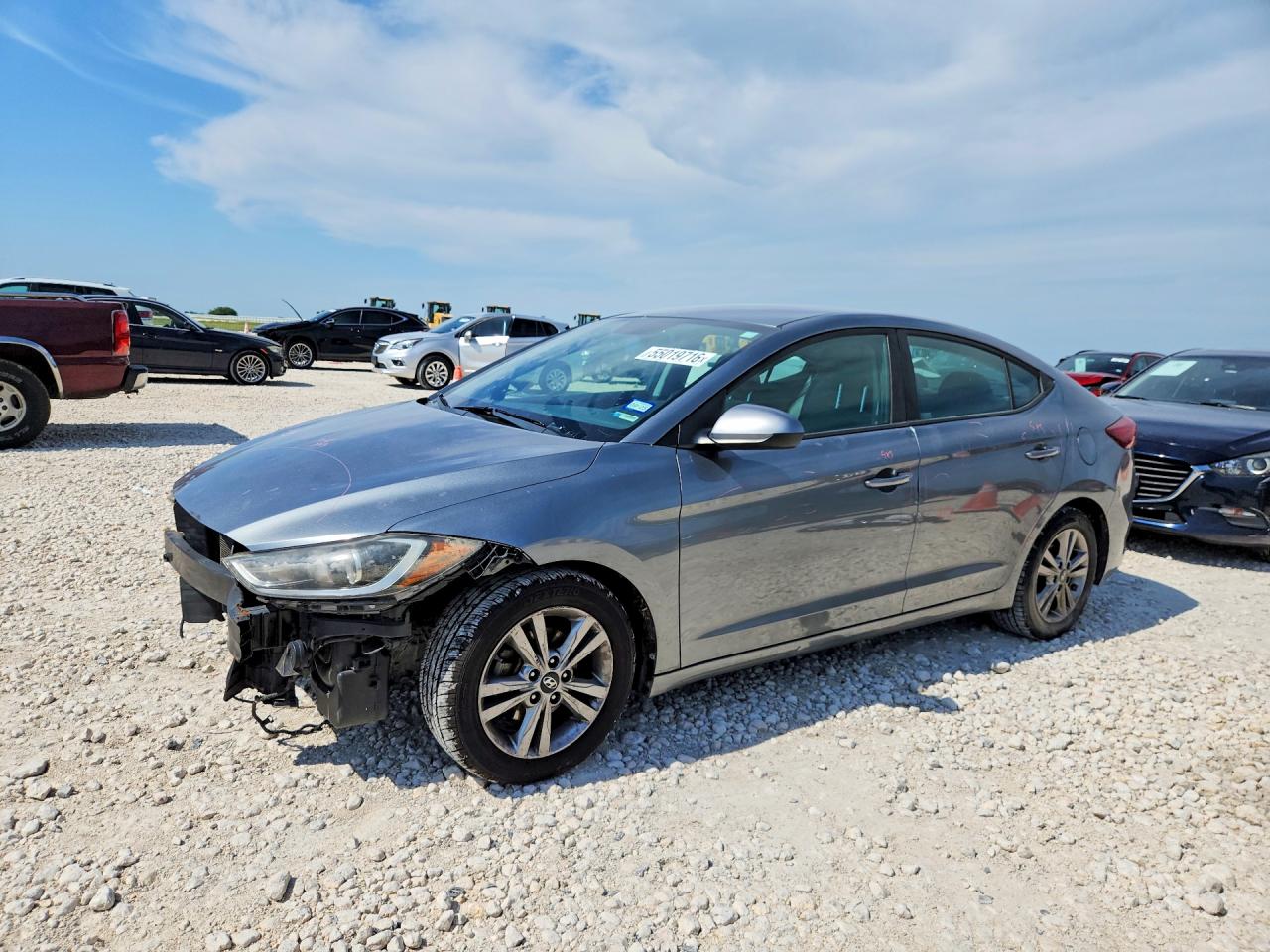 2018 Hyundai Elantra VIN KMHD84LF0JU590966 COPART salvage auction — Front End, TX - SALVAGE VEHICLE TITLE (P), sold $1,900 on 2026-07-09 (photo 1)