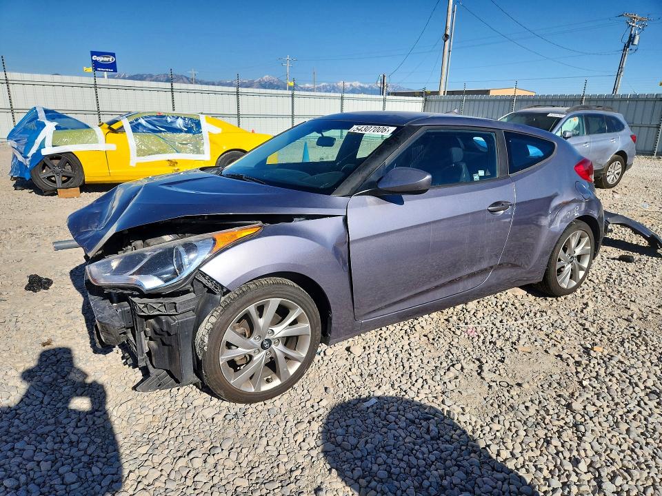2016 Hyundai Veloster VIN KMHTC6AD6GU285634 COPART salvage auction — FRONT END, Ut - Salvage Certificate, sold $800 on 2026-07-24 (photo 1)