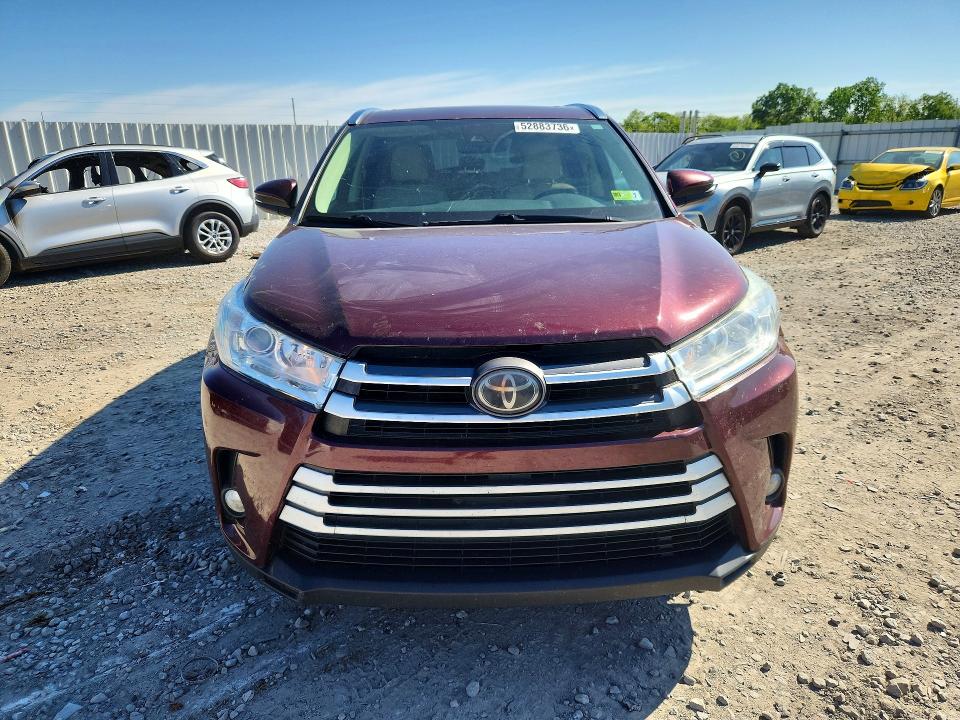 2018 Toyota Highlander VIN 5TDJZRFH2JS851520 COPART salvage auction — FRONT END, Oh - Cert Of Title-Salvage, sold $12,200 on 2026-07-24 (photo 5)