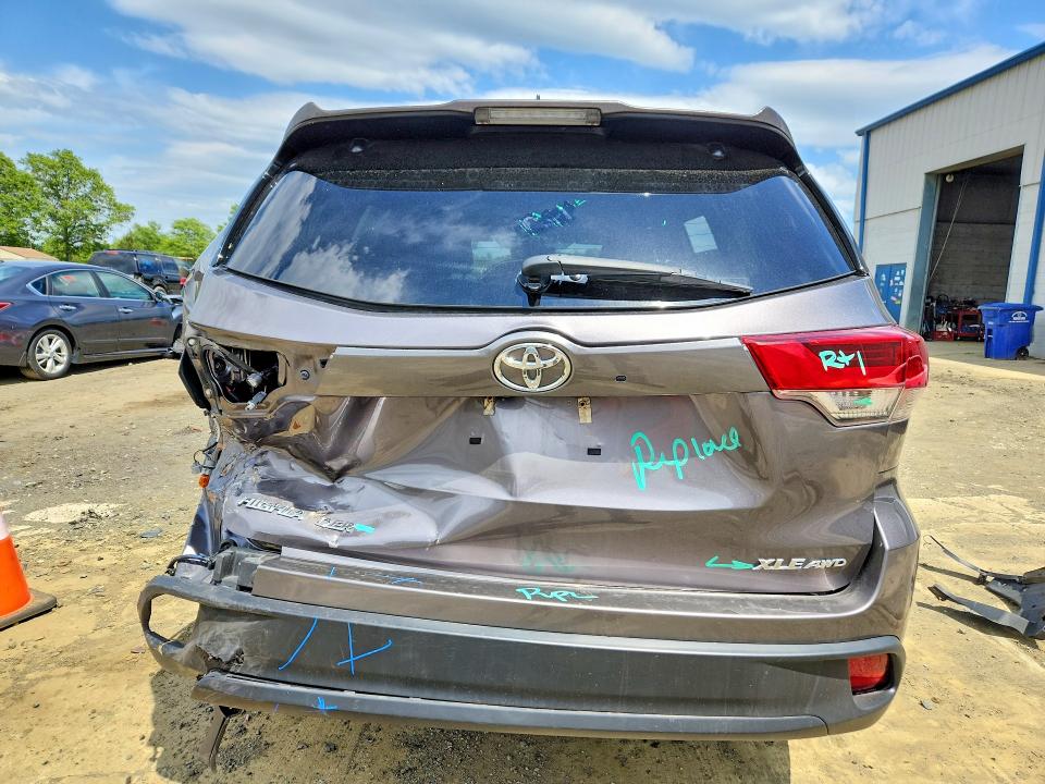 2019 Toyota Highlander VIN 5TDJZRFH1KS625714 COPART salvage auction — REAR END, Nj - Cert Of Title-Salvage, sold $8,200 on 2026-07-22 (photo 6)