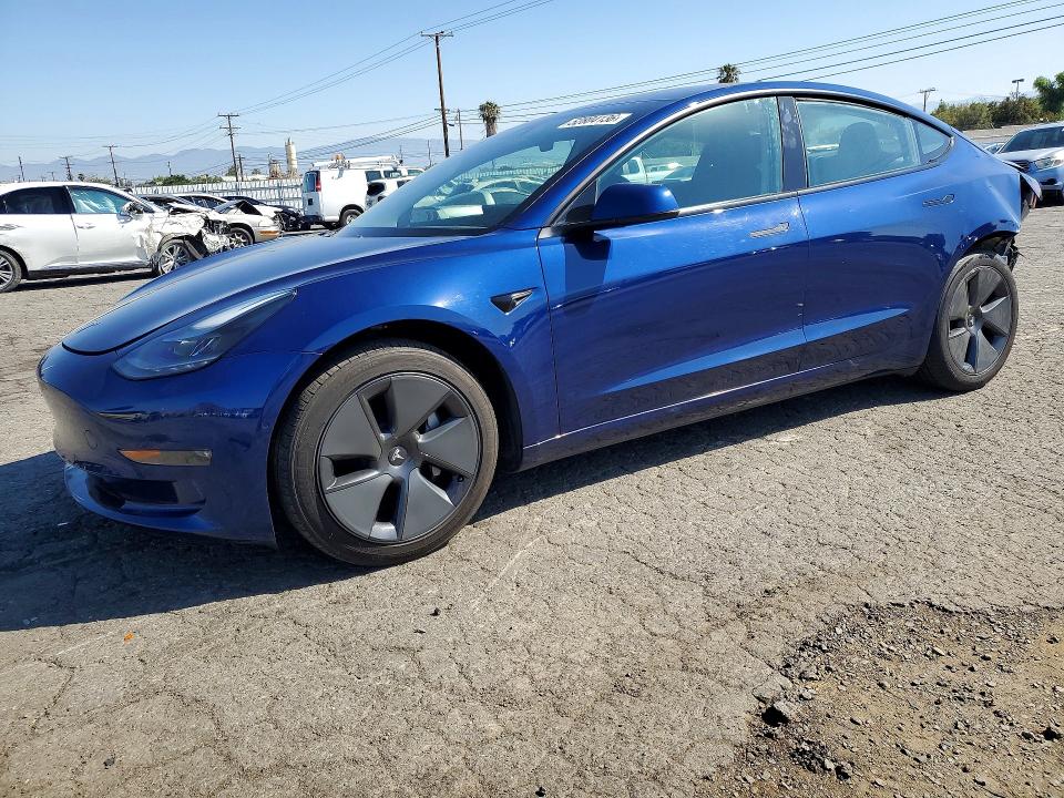2021 Tesla VIN 5YJ3E1EB0MF037880 COPART salvage auction — REAR END, Ca - Salvage Certificate, sold $8,400 on 2026-07-09 (photo 1)