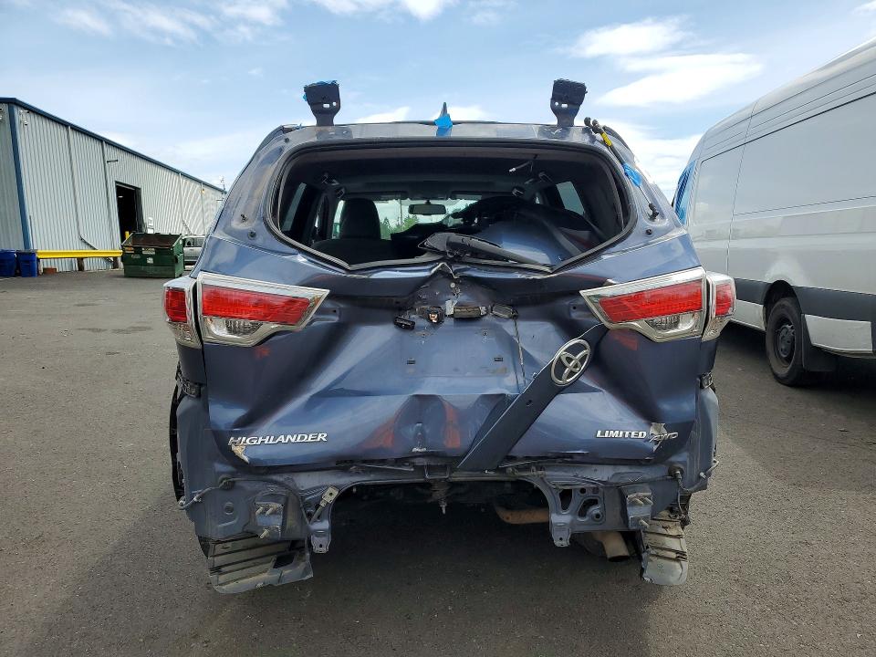 2015 Toyota Highlander VIN 5TDDKRFHXFS144240 COPART salvage auction — REAR END, Or - Salvage Title Certificate, sold $250 on 2026-07-27 (photo 6)