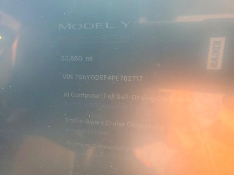 2023 Tesla Model y VIN 7SAYGDEF4PF762717 COPART salvage auction — SIDE, Ca - Salvage Certificate, sold $13,000 on 2026-07-31 (photo 9)