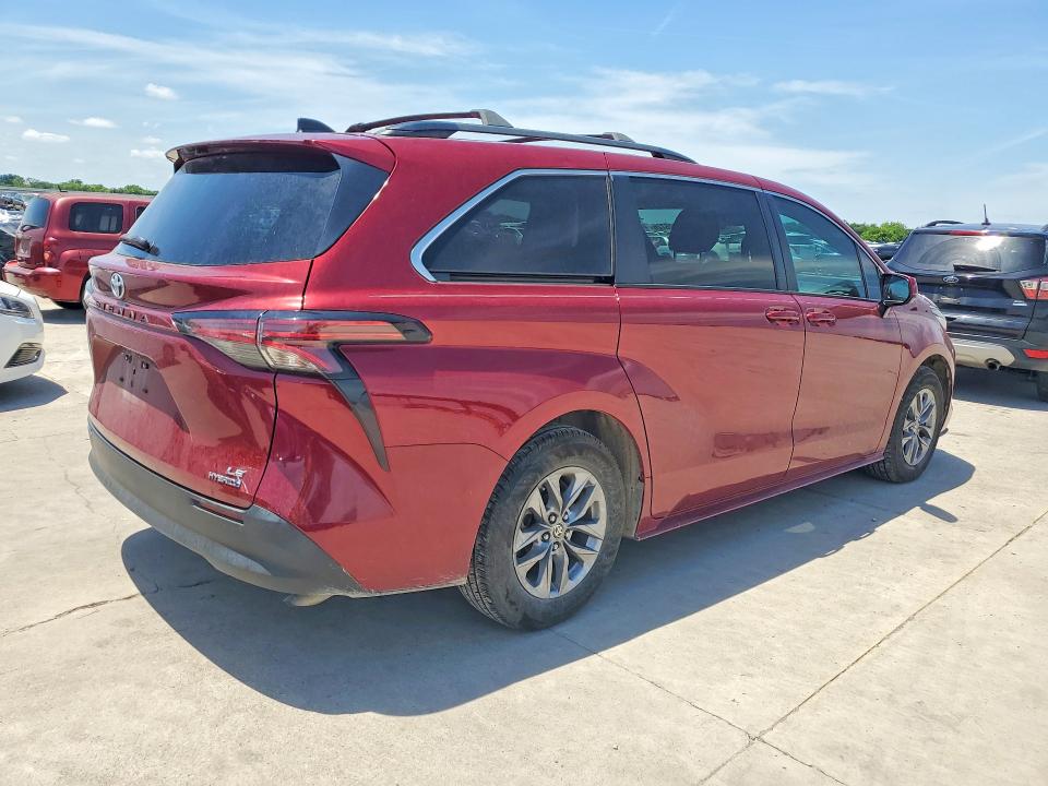 2022 Toyota Sienna VIN 5TDKRKEC6NS098632 COPART salvage auction — HAIL, Tx - Certificate Of Title, sold $22,000 on 2026-07-09 (photo 3)