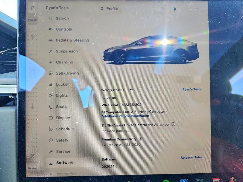 2025 Tesla Model s VIN 5YJSA1E58SF551202 COPART salvage auction — SIDE, Tx - Certificate Of Title, sold $20,300 on 2026-07-21 (photo 9)