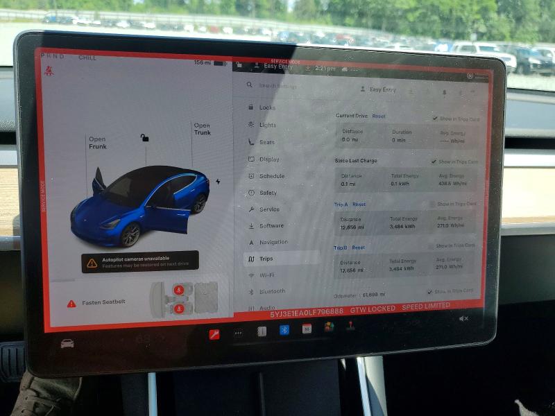 2020 Tesla VIN 5YJ3E1EA0LF796888 COPART salvage auction — FRONT END, NC - SALVAGE CERTIFICATE OF TITLE, sold $7,900 on 2026-07-29 (photo 9)