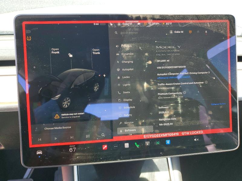 2021 Tesla Model y VIN 5YJYGDEEXMF105419 COPART salvage auction — SIDE, Ca - Salvage Certificate, sold $5,800 on 2026-07-28 (photo 9)
