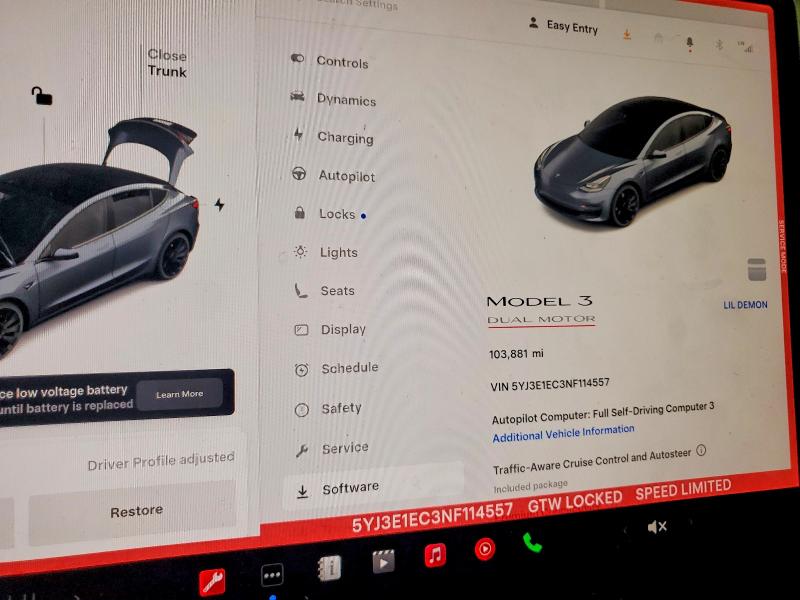 2022 Tesla Model 3 VIN 5YJ3E1EC3NF114557 COPART salvage auction — SIDE, Pa - Certificate Of Salvage, sold $6,800 on 2026-07-14 (photo 9)